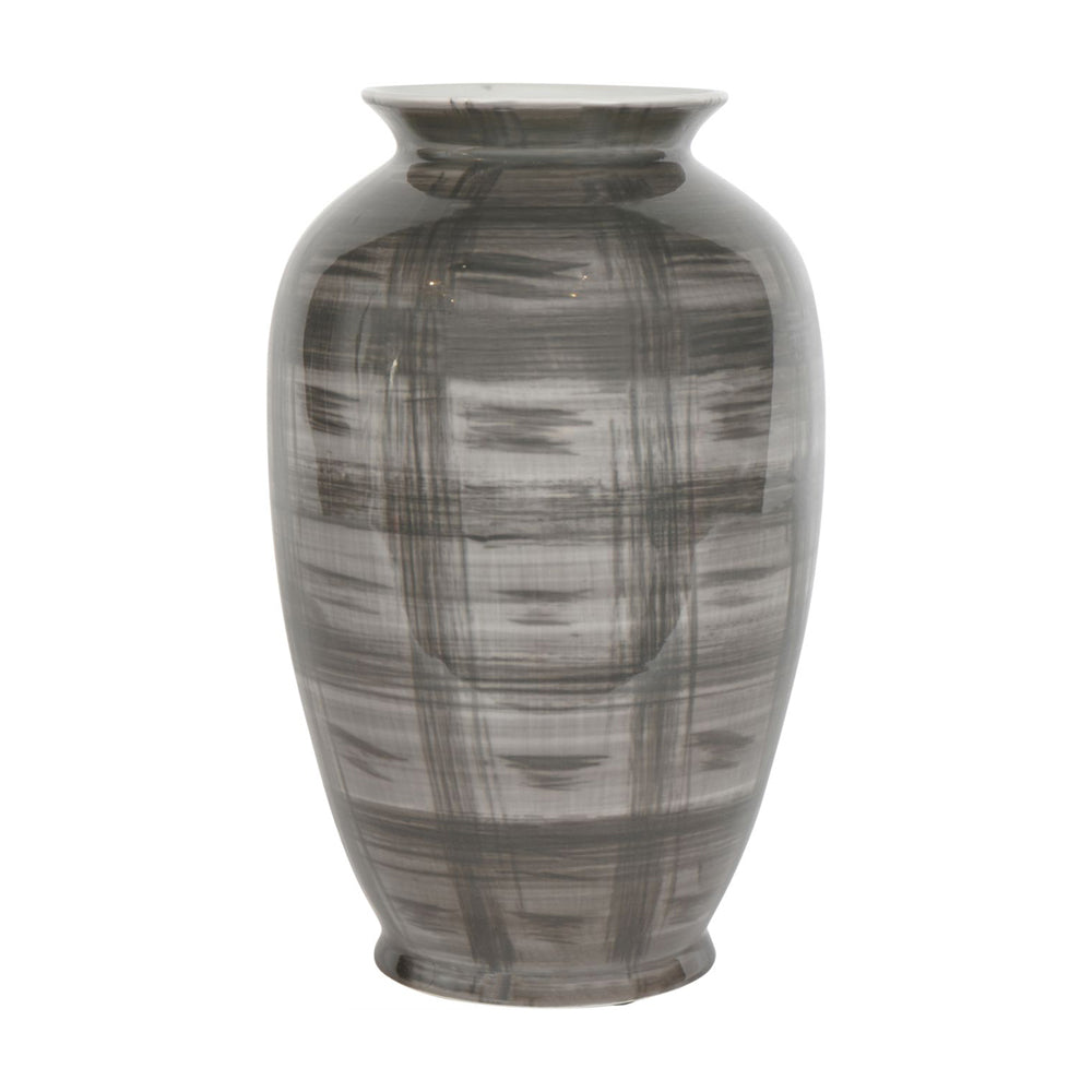 Libra Calm Neutral Collection - Crosshatch Ceramic Vase in Grey