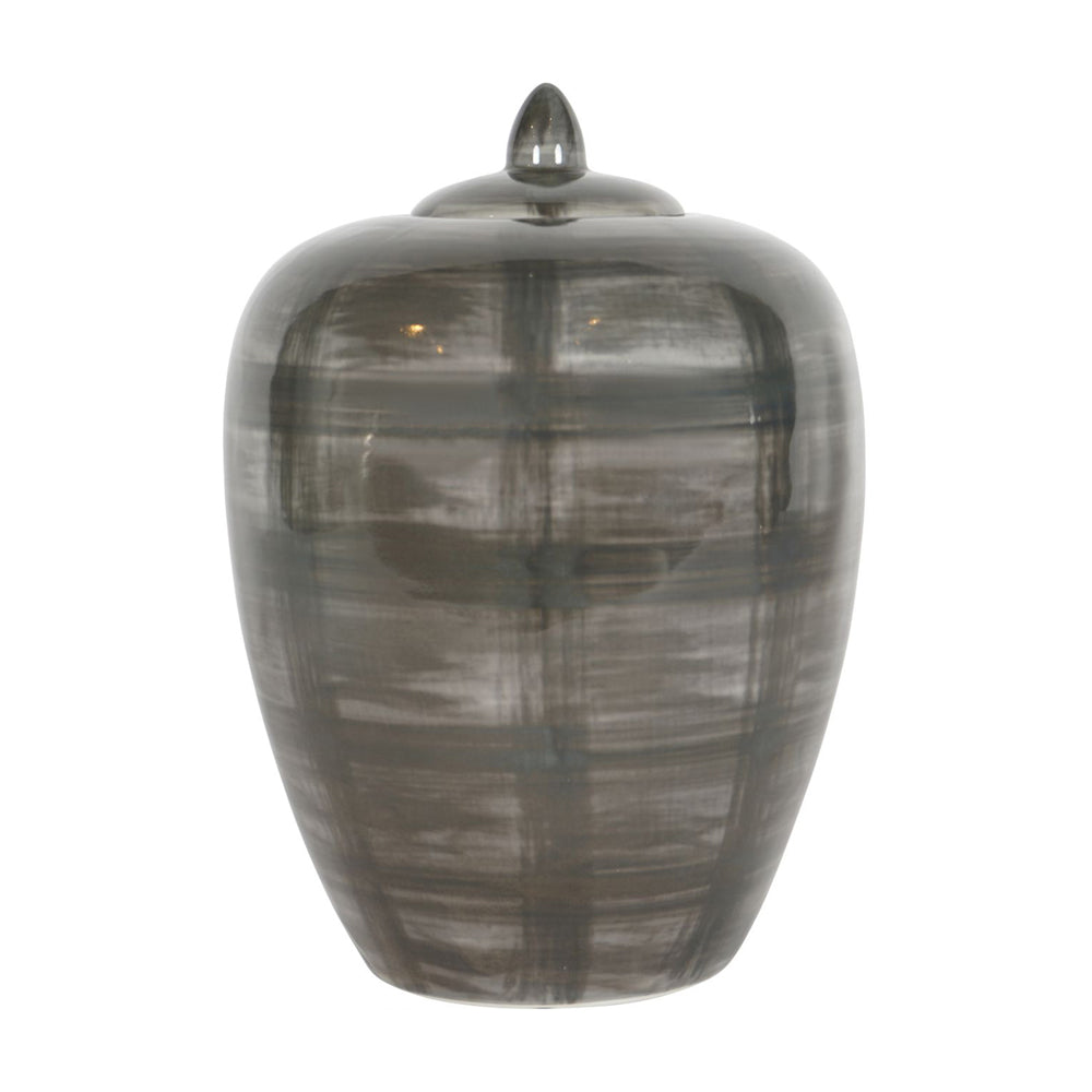 Libra Calm Neutral Collection - Crosshatch Ceramic Ginger Jar in Grey