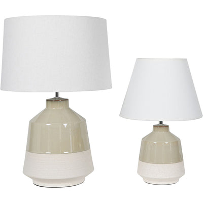 Libra Urban Botanic Collection - Canterbury Soft Green Dipped Glaze Table Lamp with Ivory Coolie Shade