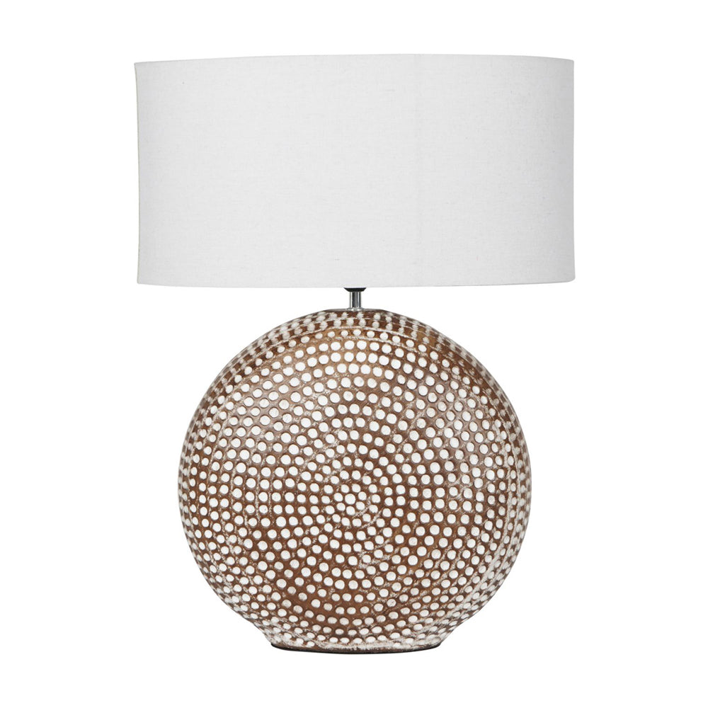 Libra Calm Neutral Collection - Chariot Round Ceramic Table Lamp & Ivory Oval Drum Shade