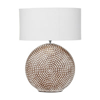 Libra Calm Neutral Collection - Chariot Round Ceramic Table Lamp & Ivory Oval Drum Shade