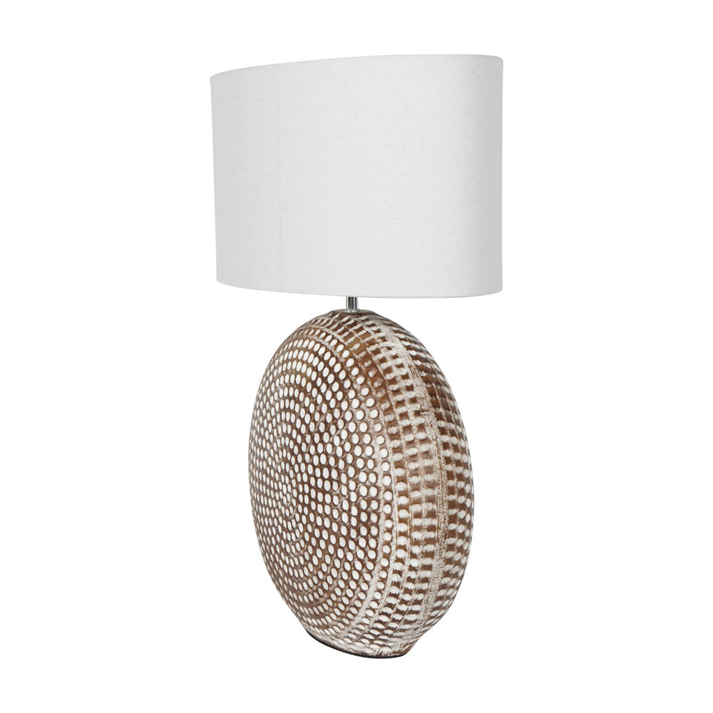 Libra Calm Neutral Collection - Chariot Round Ceramic Table Lamp & Ivory Oval Drum Shade