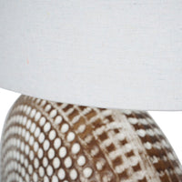 Libra Calm Neutral Collection - Chariot Round Ceramic Table Lamp & Ivory Oval Drum Shade