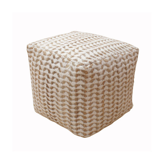 Libra Calm Neutral Collection - Basento Hand Woven Pouffe in Natural & Ivory