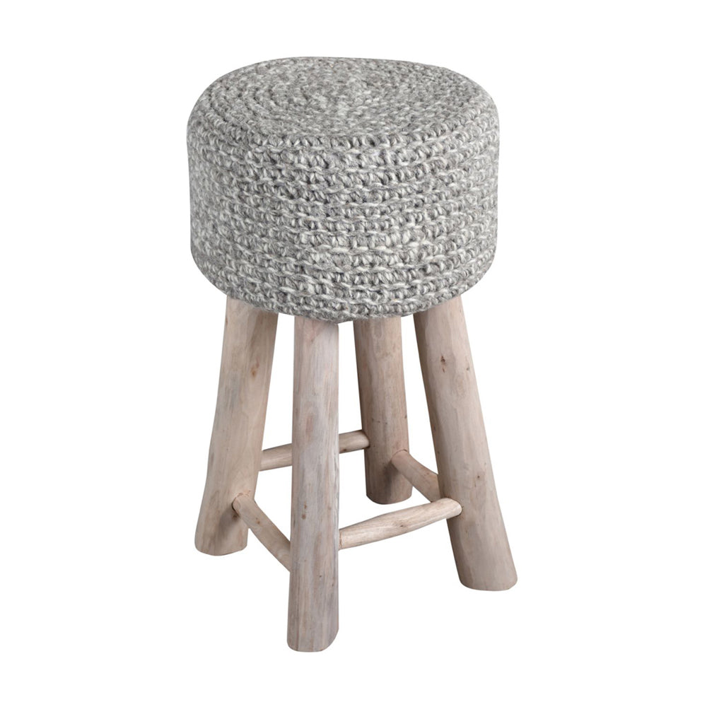 Libra Calm Neutral Collection - Nomad Stone Knitted Stool in Grey