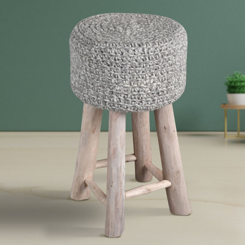 Libra Calm Neutral Collection - Nomad Stone Knitted Stool in Grey