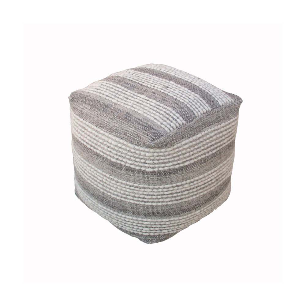 Libra Calm Neutral Collection - Voyage Hand Woven Pouffe in Ivory & Grey