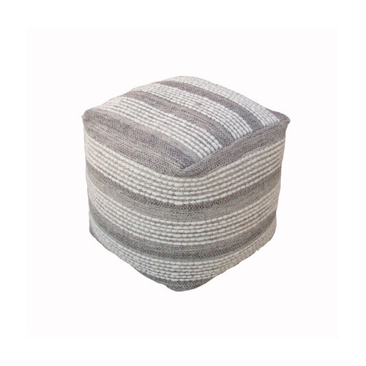 Libra Calm Neutral Collection - Voyage Hand Woven Pouffe in Ivory & Grey