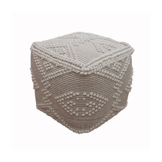 Libra Calm Neutral Collection - Fortain Hand Woven Pouffe in Ivory & Beige