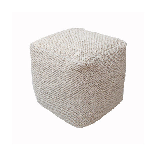 Libra Calm Neutral Collection - Rengat Hand Woven Cotton Pouffe in Ivory