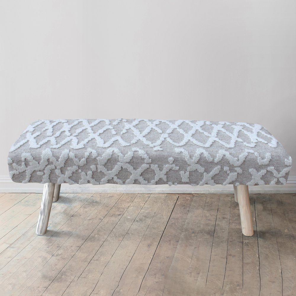 Libra Luxurious Glamour Collection - Canna Knitted Bench in Beige & Ivory