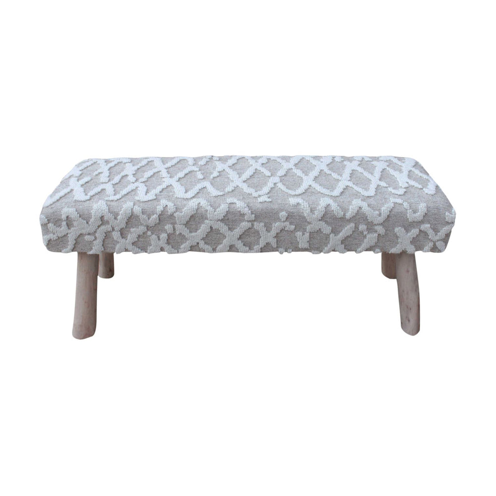 Libra Luxurious Glamour Collection - Canna Knitted Bench in Beige & Ivory