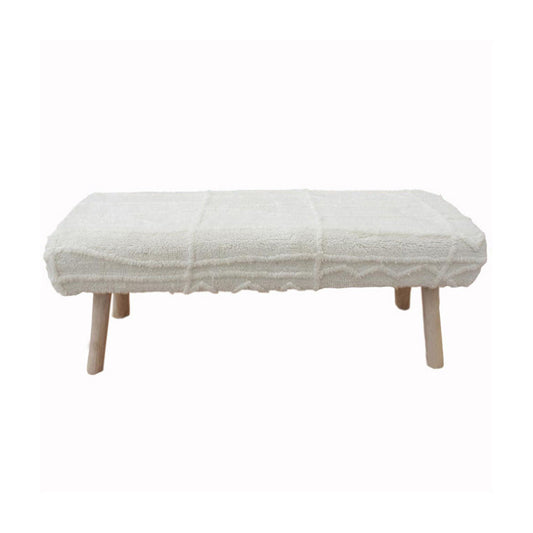 Libra Luxurious Glamour Collection - Marve Table Tufted Wool Bench in Ivory