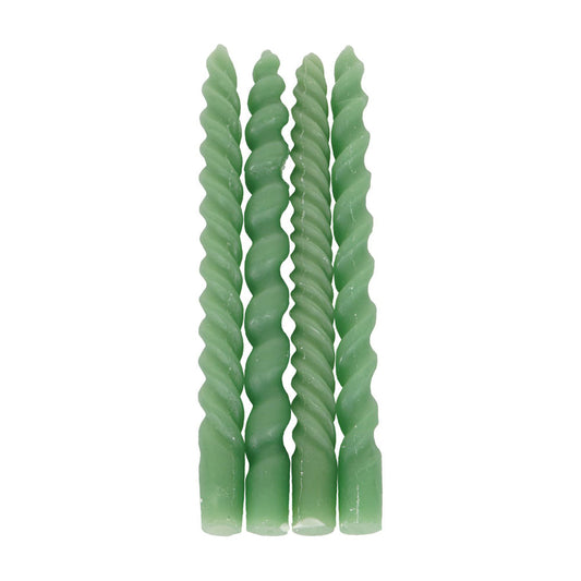 Libra Urban Botanic Collection - Set of 4 Twisted Dinner Candles in Green