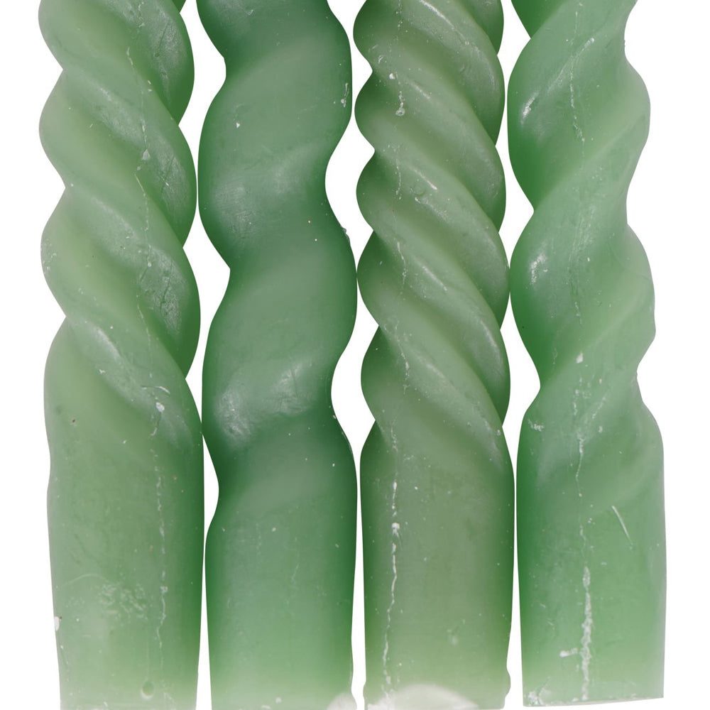 Libra Urban Botanic Collection - Set of 4 Twisted Dinner Candles in Green