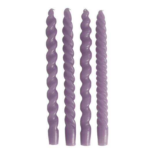 Libra Urban Botanic Collection - Set Of 4 Twisted Dinner Candles Periwinkle