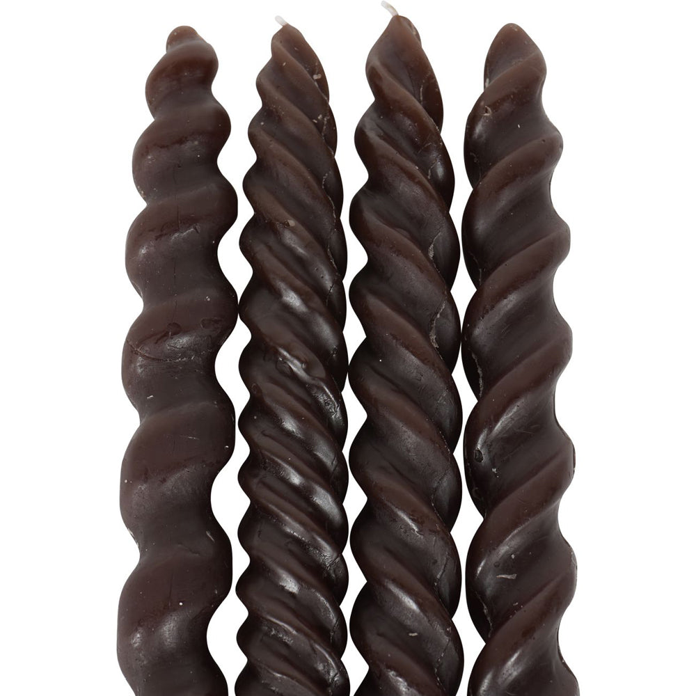 Libra Calm Neutral Collection - Set of 4 Twisted Dinner Candles in Brown