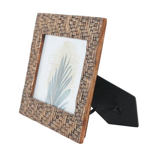 Libra Calm Neutral Collection - Rustic Brown Bamboo Woven Effect Photo Frame