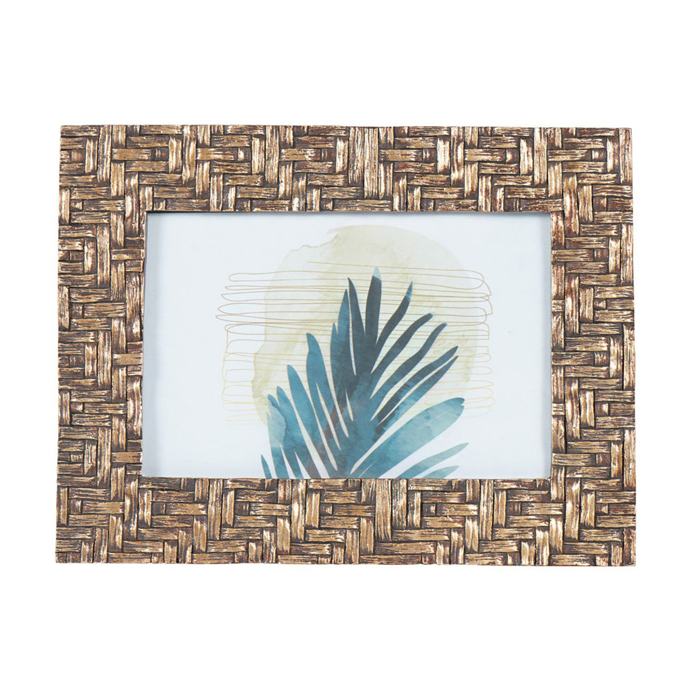 Libra Calm Neutral Collection - Rustic Brown Bamboo Woven Effect Photo Frame