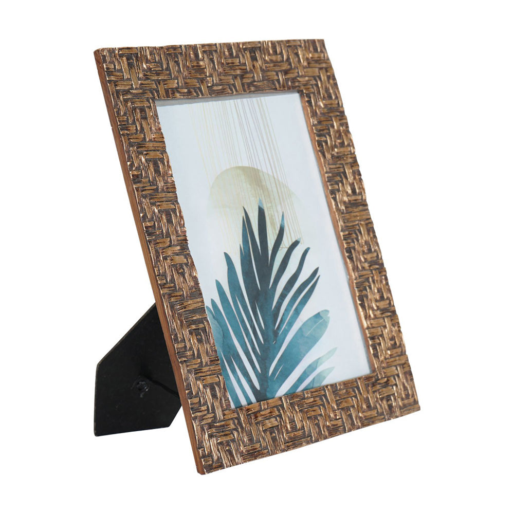 Libra Calm Neutral Collection - Rustic Brown Bamboo Woven Effect Photo Frame