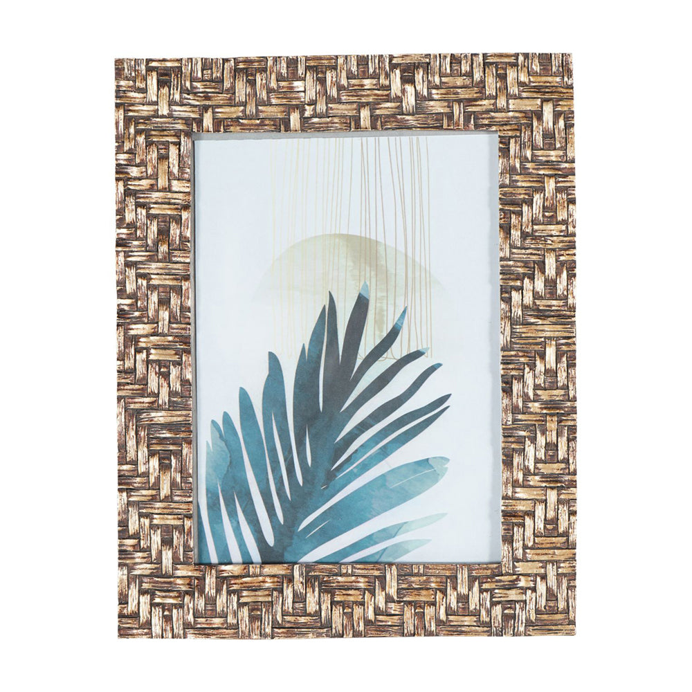 Libra Calm Neutral Collection - Rustic Brown Bamboo Woven Effect Photo Frame