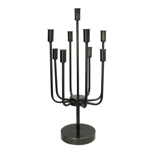 Libra Urban Botanic Collection - Rustic Black 9 Candle Candelabra