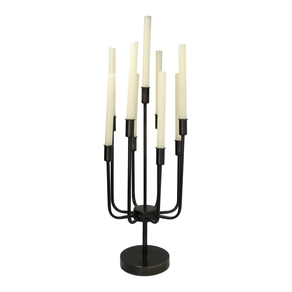 Libra Urban Botanic Collection - Rustic Black 9 Candle Candelabra