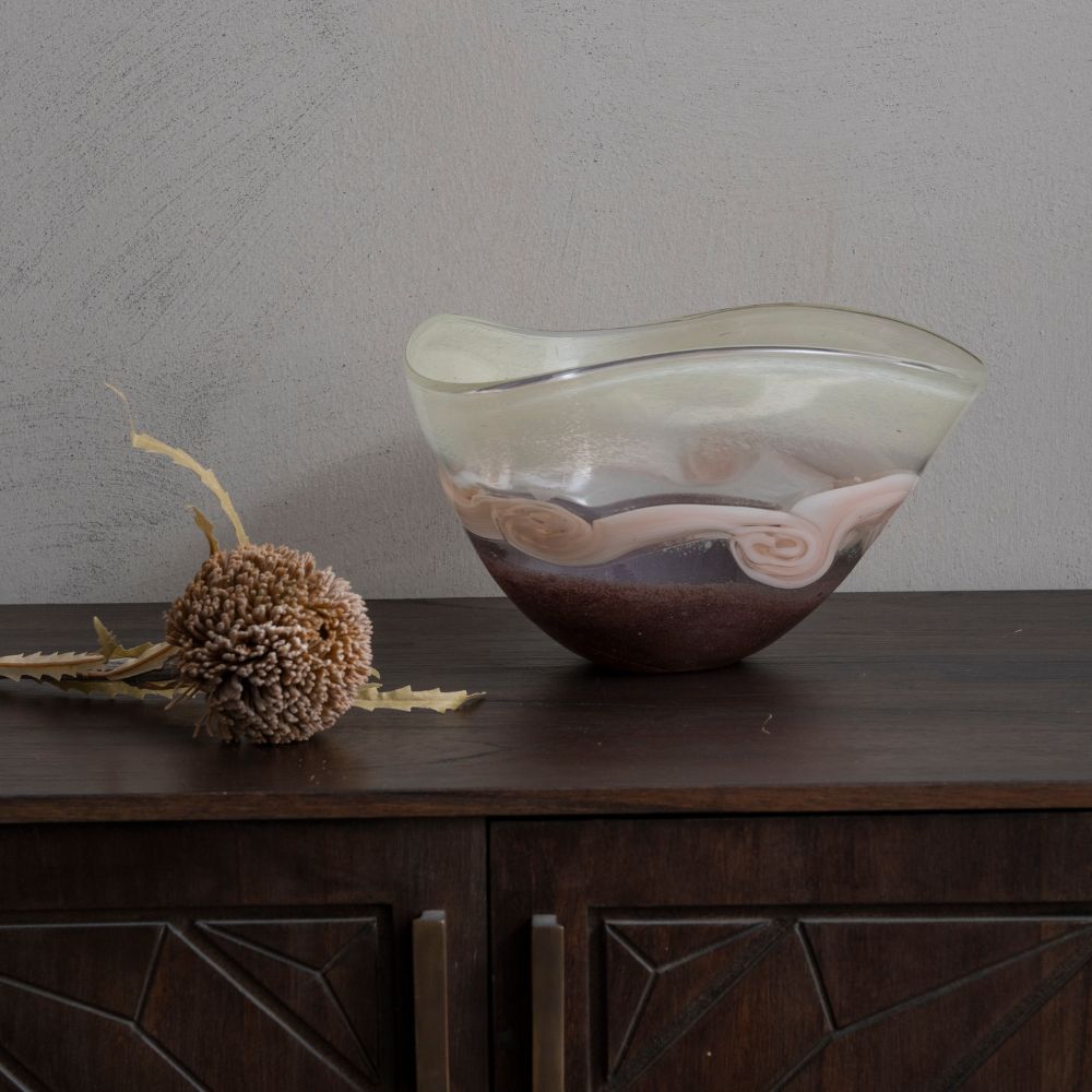 Libra Calm Neutral Collection - Peach Swirl Glass Bowl