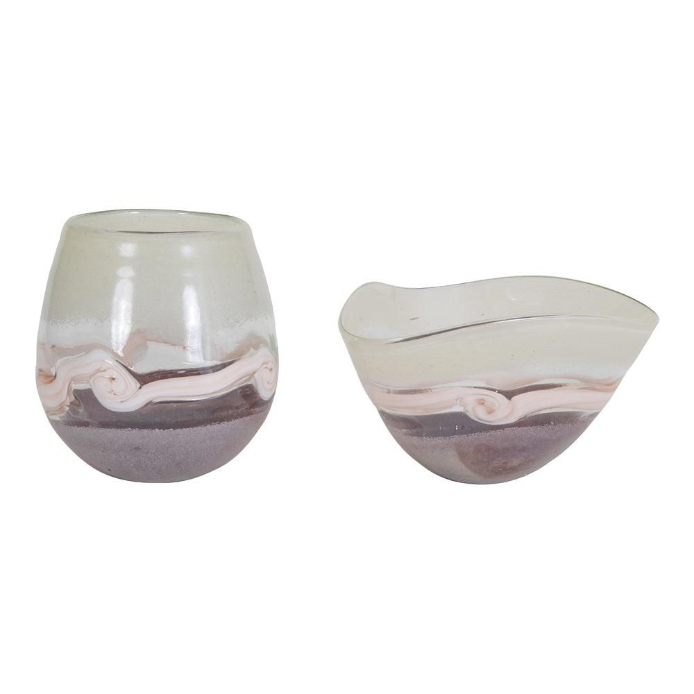 Libra Calm Neutral Collection - Peach Swirl Glass Bowl