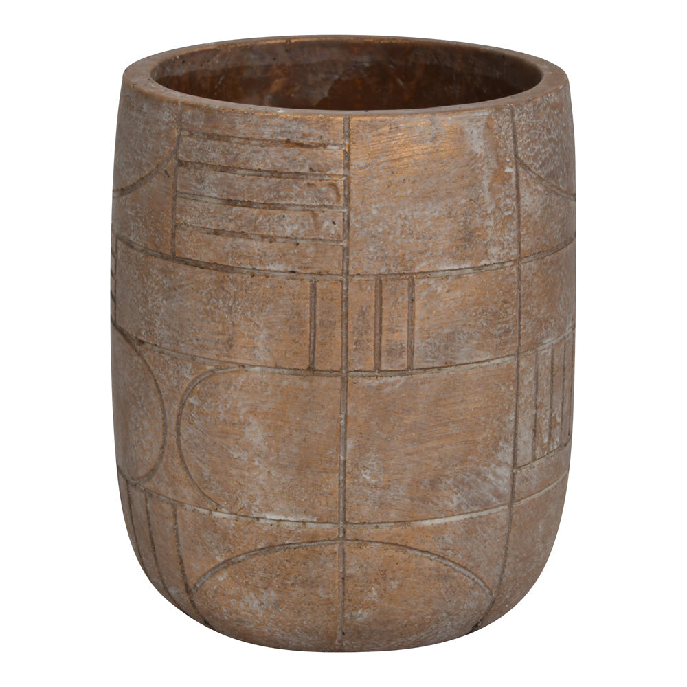 Libra Urban Botanic Collection - Geometric Circles Pattern Gold Concrete Planter Small