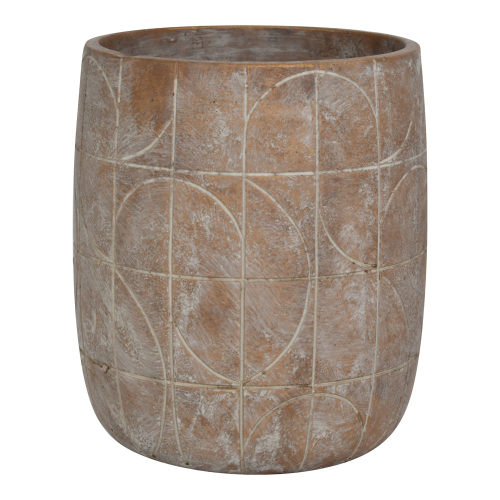 Libra Urban Botanic Collection - Geometric Circles Pattern Gold Concrete Planter Large