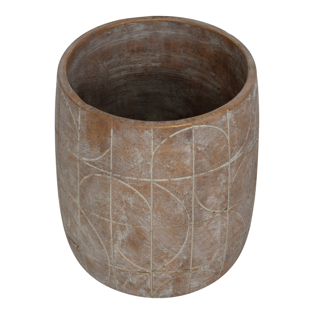 Libra Urban Botanic Collection - Geometric Circles Pattern Gold Concrete Planter Large