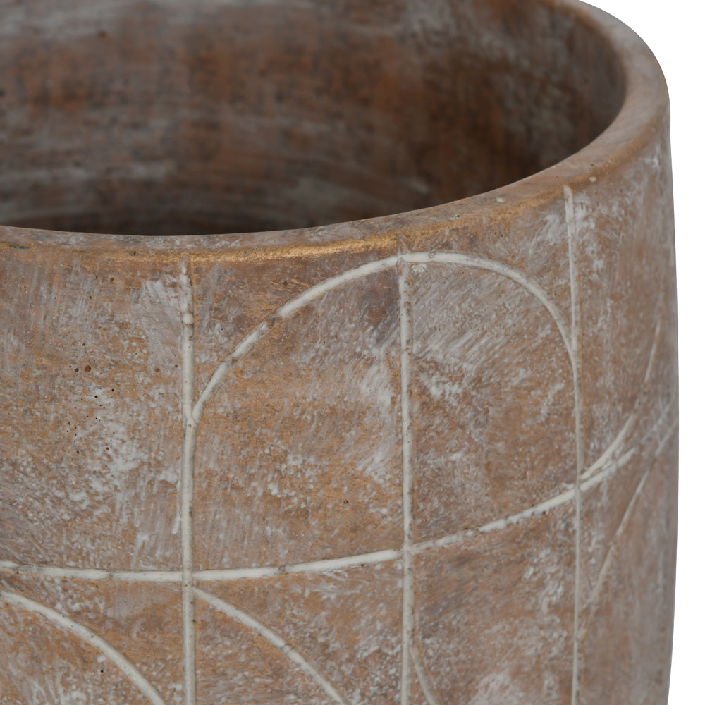 Libra Urban Botanic Collection - Geometric Circles Pattern Gold Concrete Planter Large