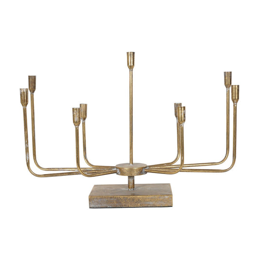 Libra Luxurious Glamour Collection - Rustic Gold 9 Candle Wide Candelabra