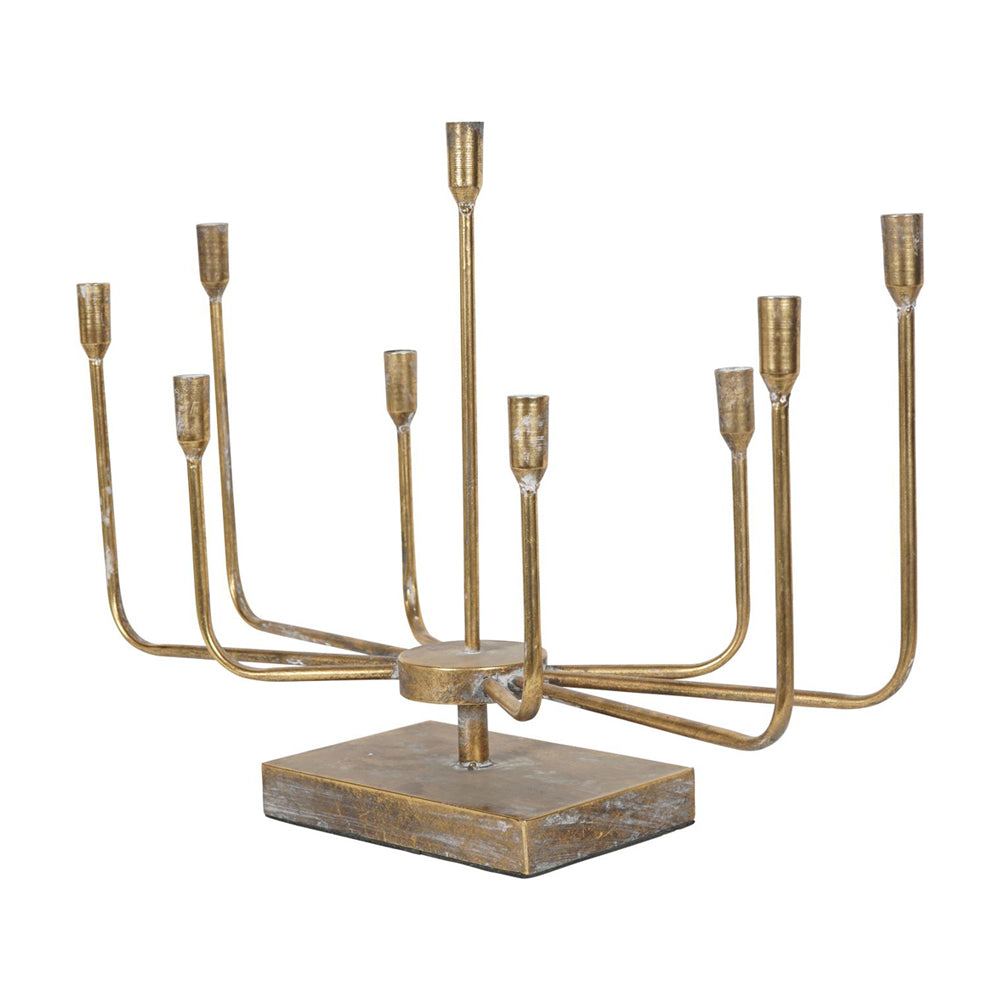 Libra Luxurious Glamour Collection - Rustic Gold 9 Candle Wide Candelabra