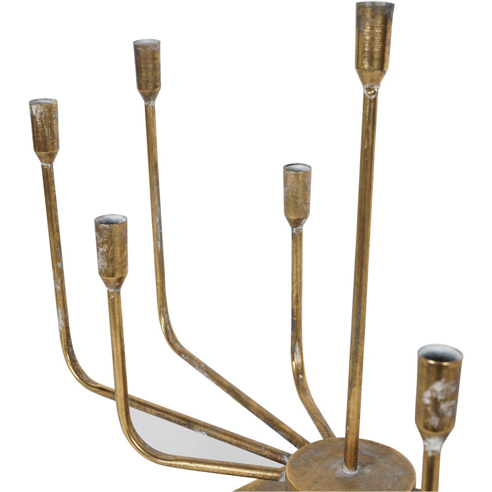 Libra Luxurious Glamour Collection - Rustic Gold 9 Candle Wide Candelabra