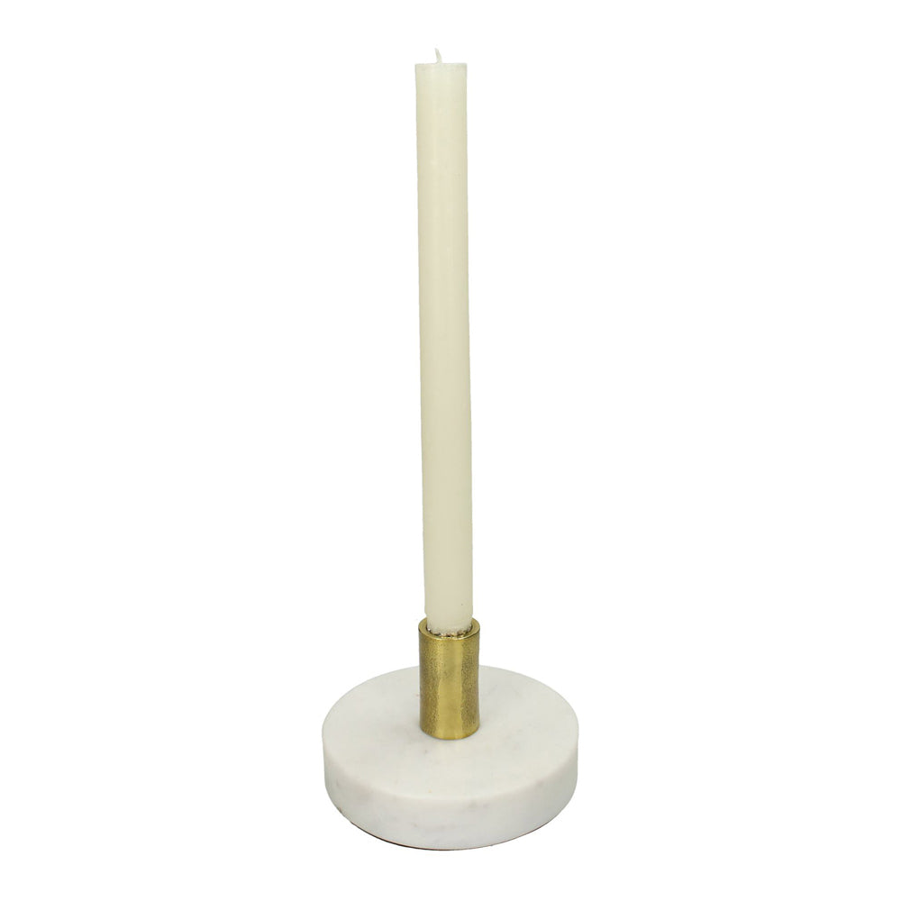 Libra Luxurious Glamour Collection - White Marble Disc Candle Stick Holder