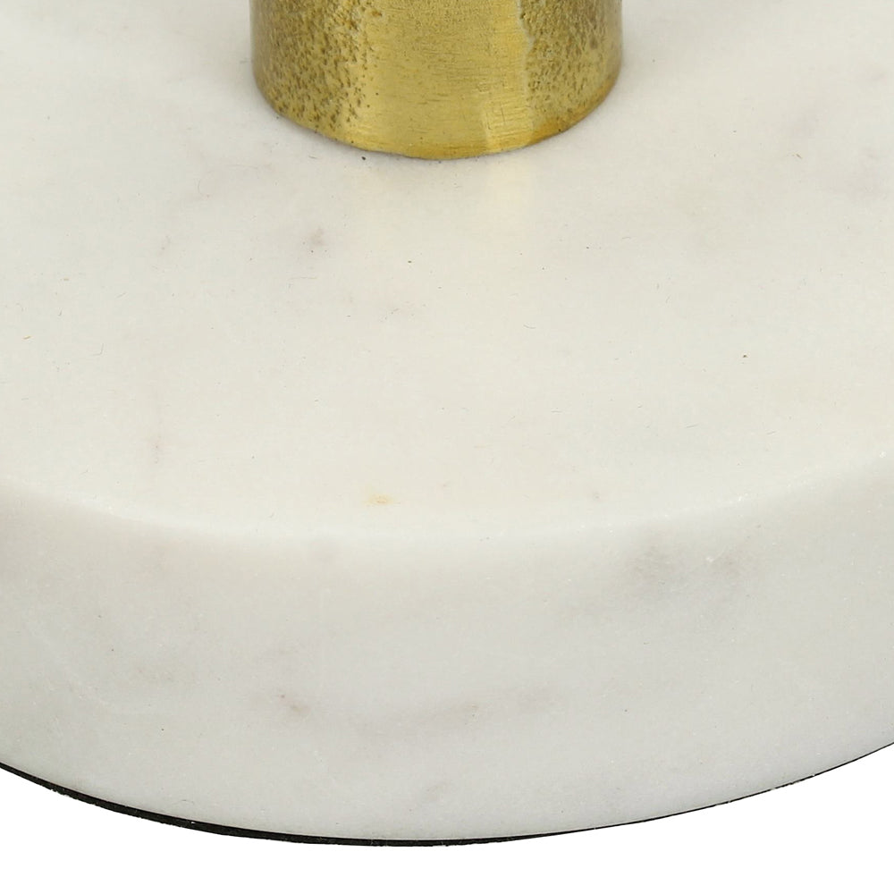 Libra Luxurious Glamour Collection - White Marble Disc Candle Stick Holder