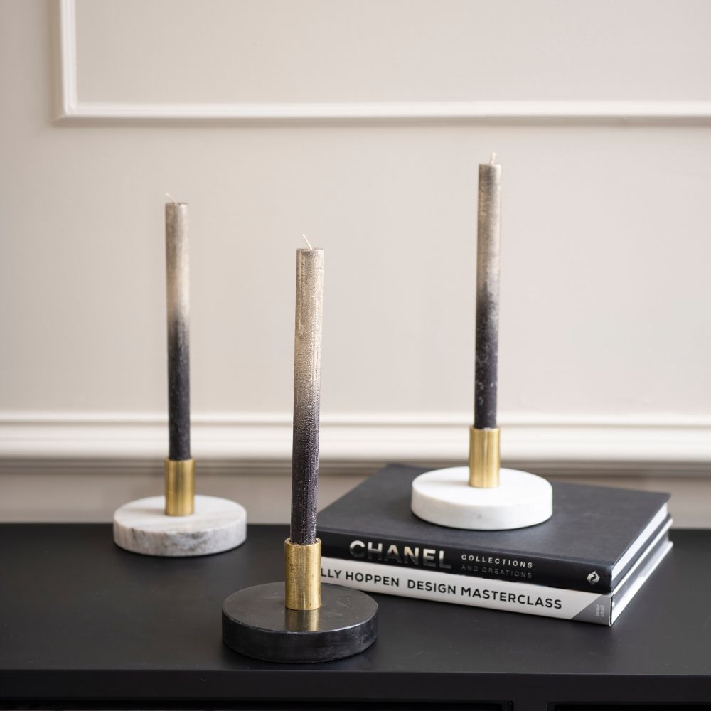 Libra Luxurious Glamour Collection - Black Marble Disc Candle Stick Holder