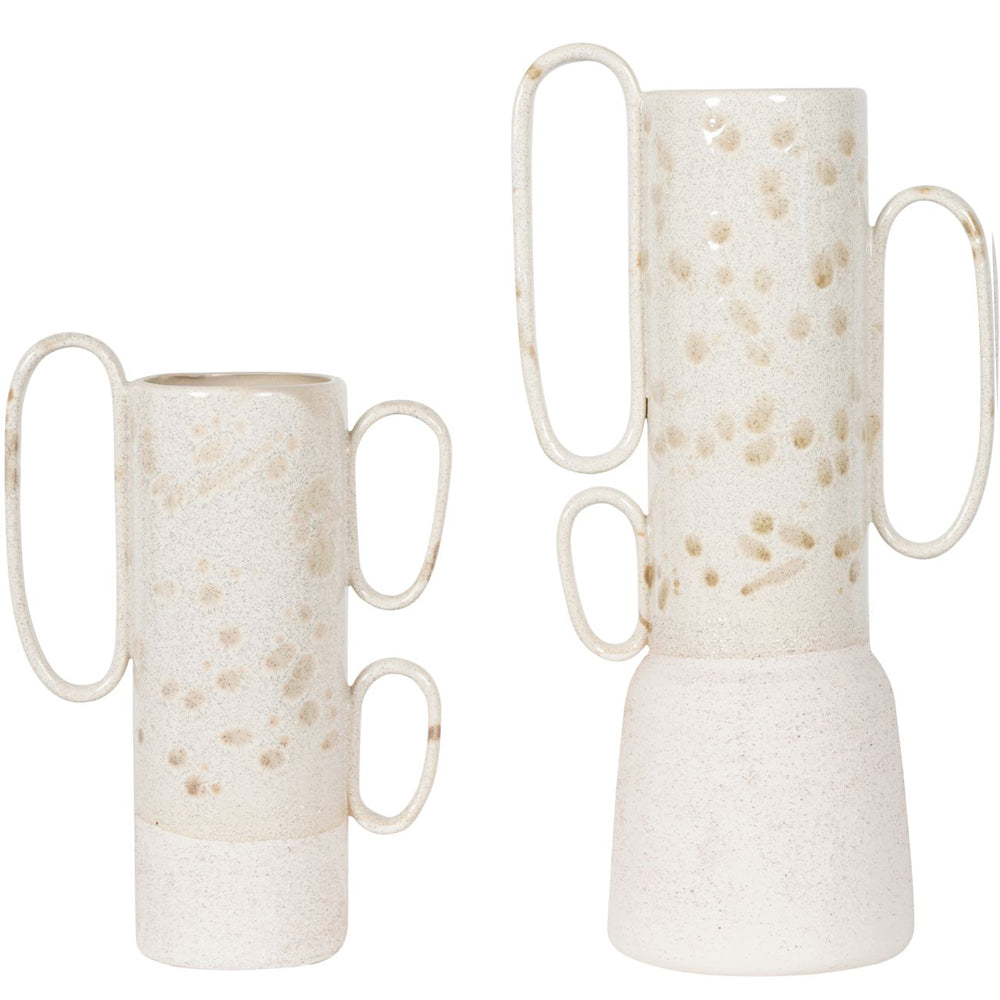 Libra Calm Neutral Collection - Zahara Handled Ceramic Vase in Cream