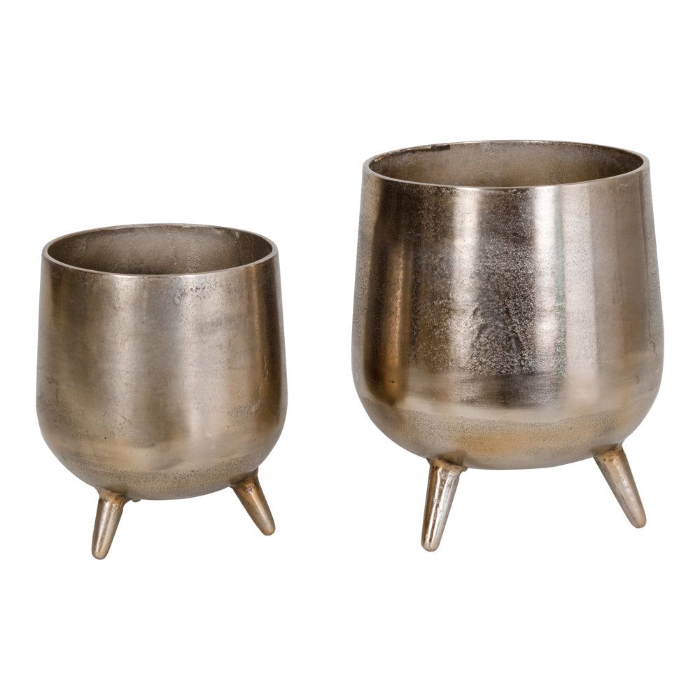 Libra Urban Botanic Collection - Set Of 2 Aphrodite Gold Aluminium Planters