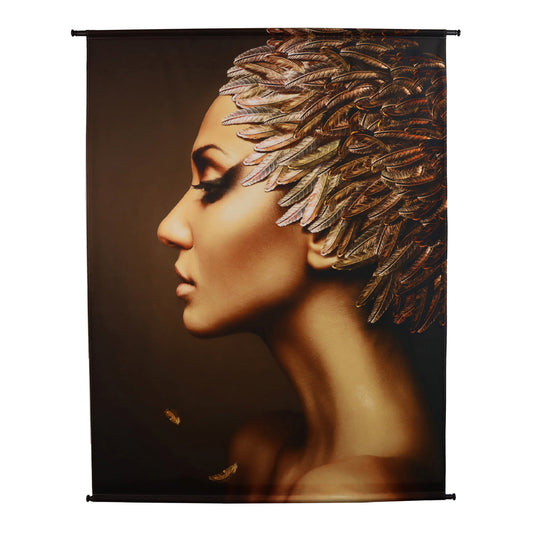 Libra Luxurious Glamour Collection - Golden Feather Ballerina Velvet Wall Hanging