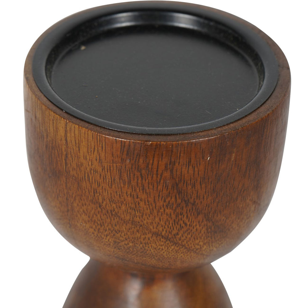 Libra Urban Botanic Collection - Delish Wooden Candle Holder in Brown