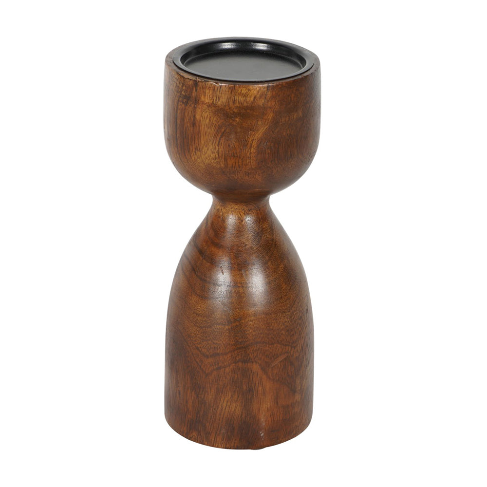 Libra Urban Botanic Collection - Delish Wooden Candle Holder in Brown