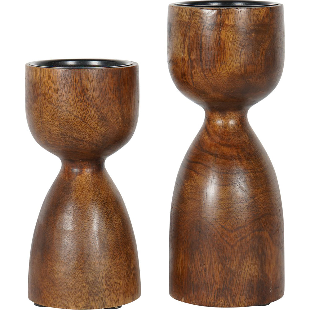 Libra Urban Botanic Collection - Delish Wooden Candle Holder in Brown