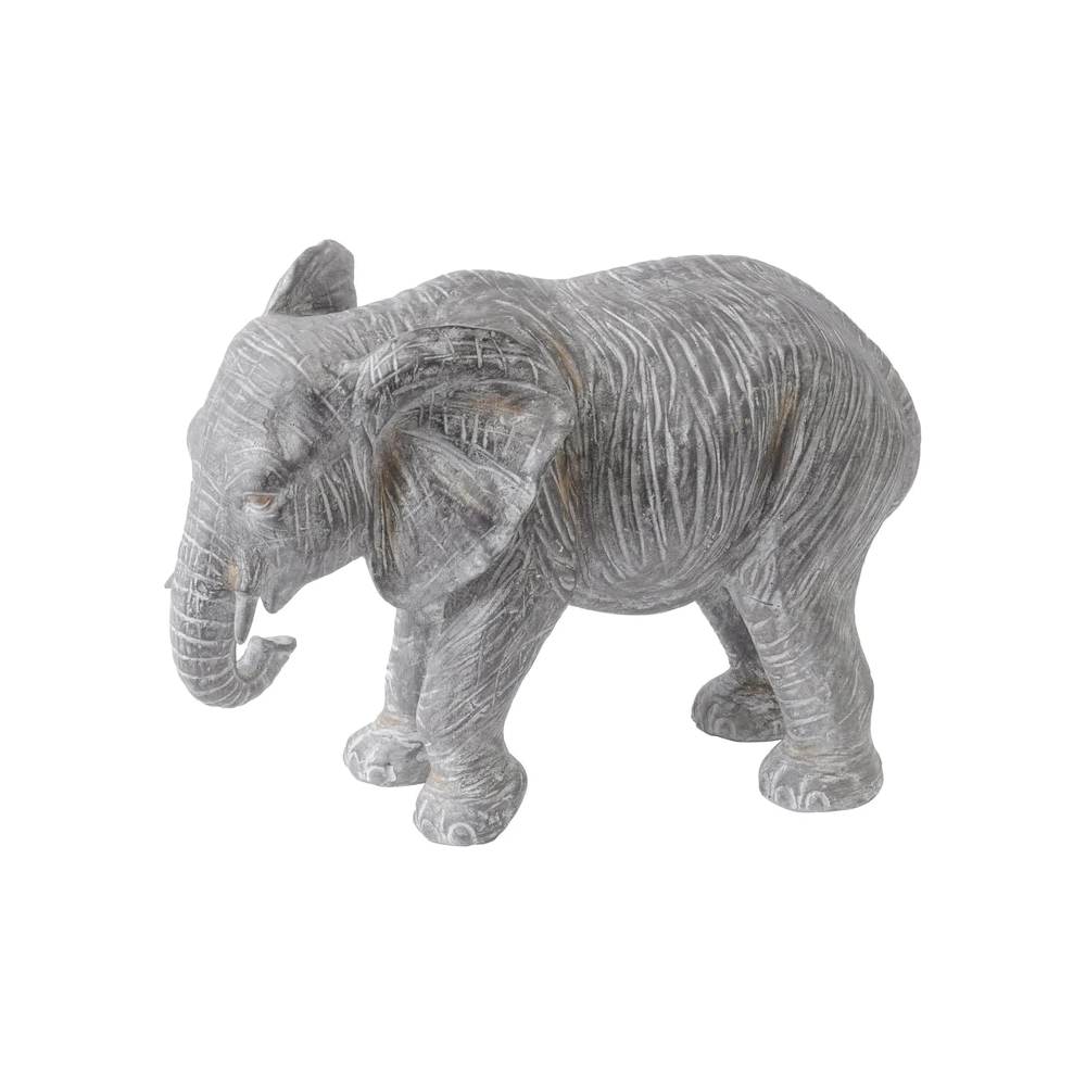 Libra Calm Neutral Collection - Antique Elephant Resin Sculpture Grey