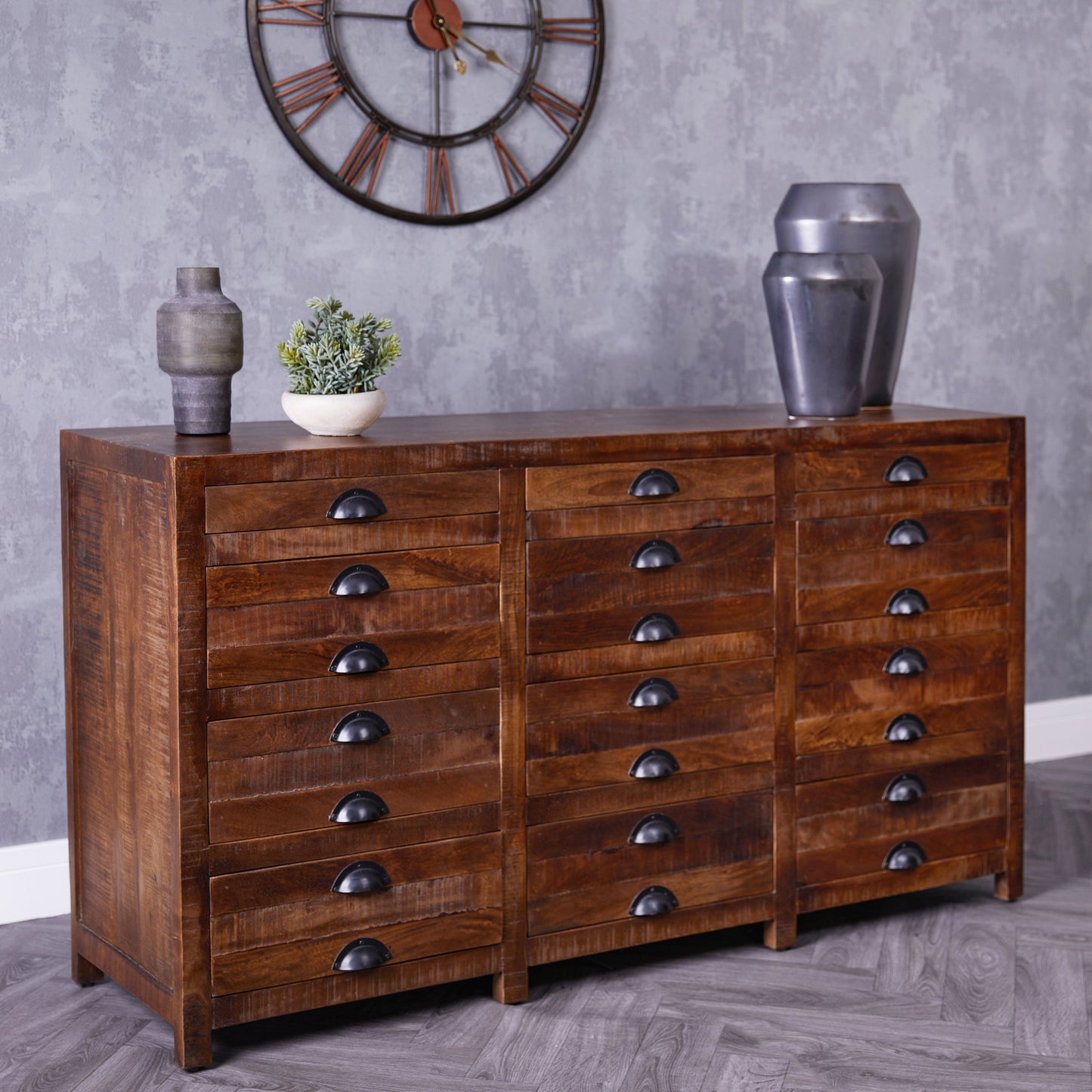 Libra Urban Botanic Collection - Apothecary Style Chest of Drawers in Brown