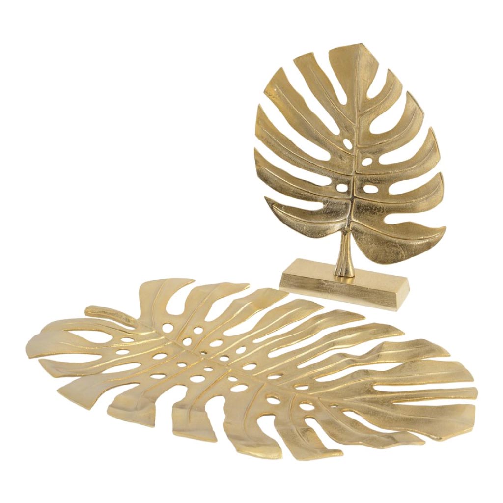 Libra Monstera Gold Leaf Aluminium Sculpture-Libra-Olivia's