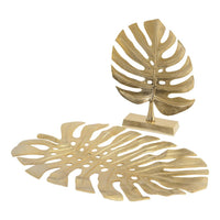 Libra Monstera Gold Leaf Aluminium Sculpture-Libra-Olivia's