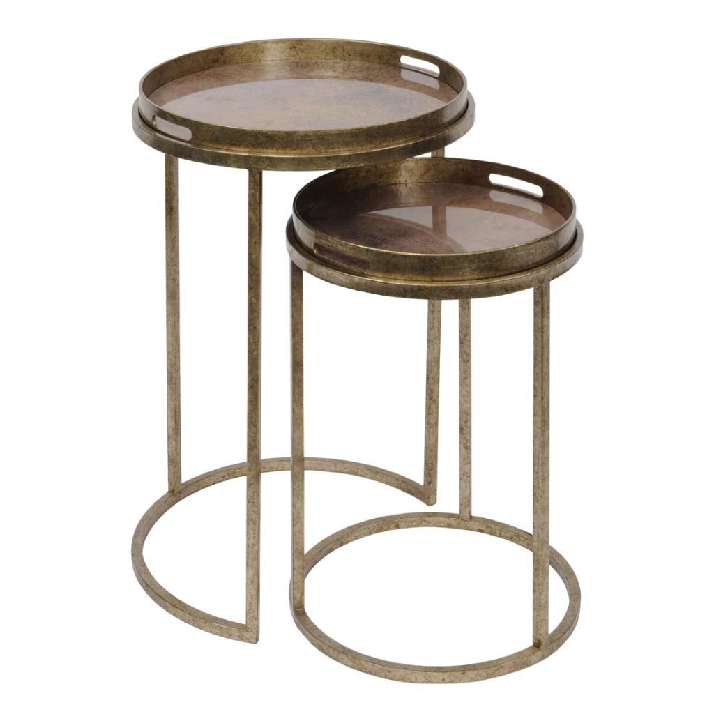 Libra Vienna Antique Gold Atlas Set Of 2 Side Tables-Libra-Olivia's